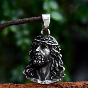 Faith Inspired Christ Head Pendant Necklace