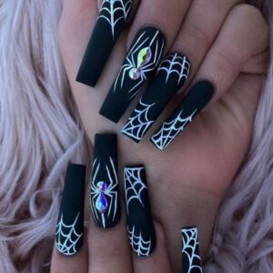 Halloween Dark Spider False Nail Cool Set