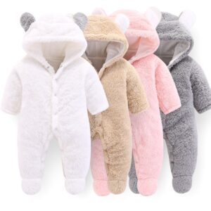 Infant Apparel Hooded Plush Jumpsuit Romper