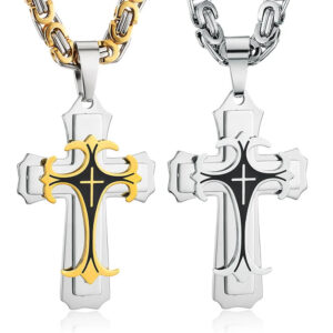 Holy Trinity Cross Pendant Silver Necklace