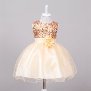 Sequin Flower Design Princess Wedding Dress