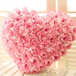 Rose Heart Shaped Decorative Cushion Pillow