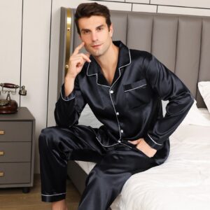 Men’s Relaxed Silky Pajama Set with Sleeves