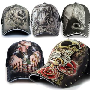 8a84111b-7ecb-4ae2-a502-407248cf6ad8.jpg Baseball Cap Skull Rose Printed Adjustable