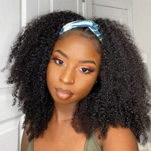 Curly Human Hair Wigs with Headband Design