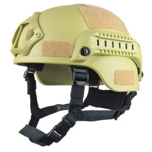 Tactical Tan Helmet with Mounted Side Gear