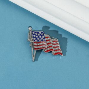 Alloy Finish American Flag Diamond Brooch