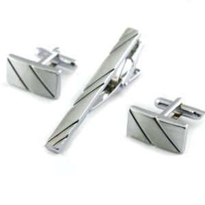 Executive Silver Diagonal Design Cufflinks